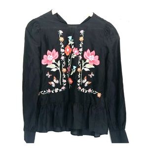 Zara Embroidered peplum top